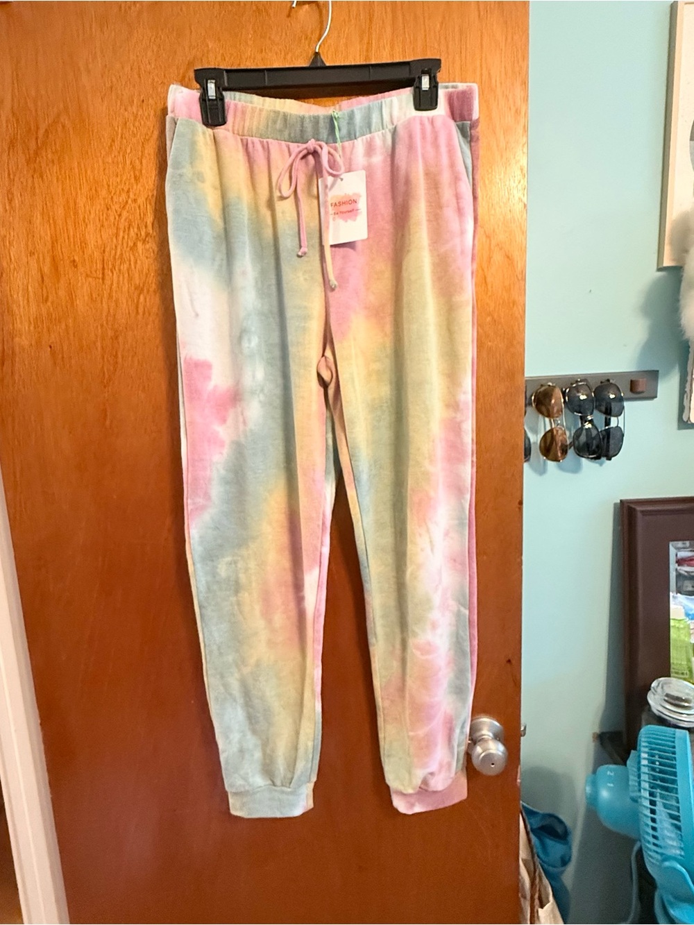 Bluivy Tie-Dye - size large French Terry lounge joggers with pockets